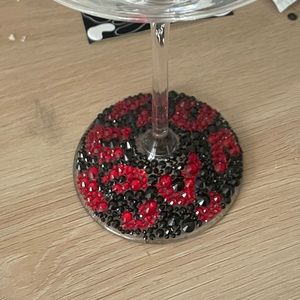 Homemade bedazzled wine glass